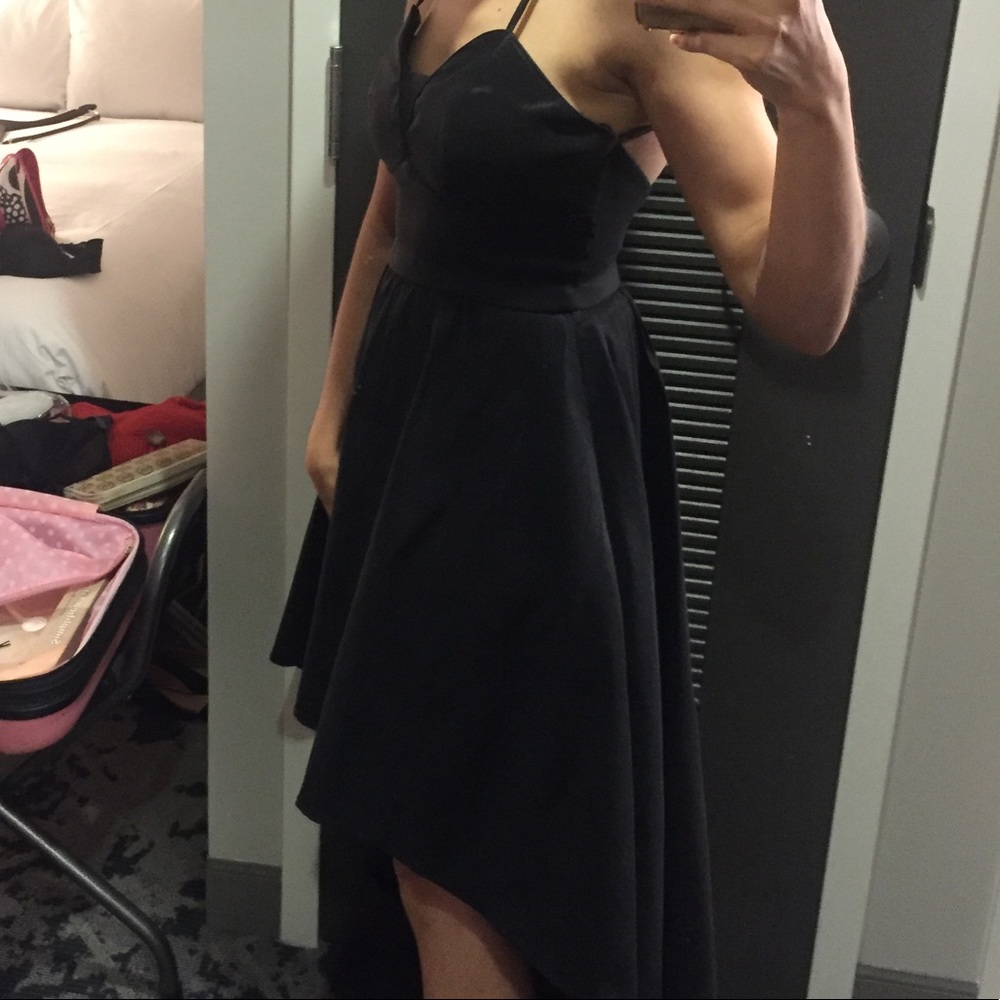 Elegant Black Dress- long from the back only.